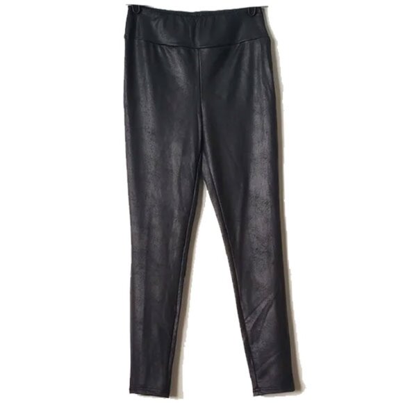 Lularoe Luxe Coated Faux Leather Mid Rise Ankle Leggings M Black - Picture 1 of 10